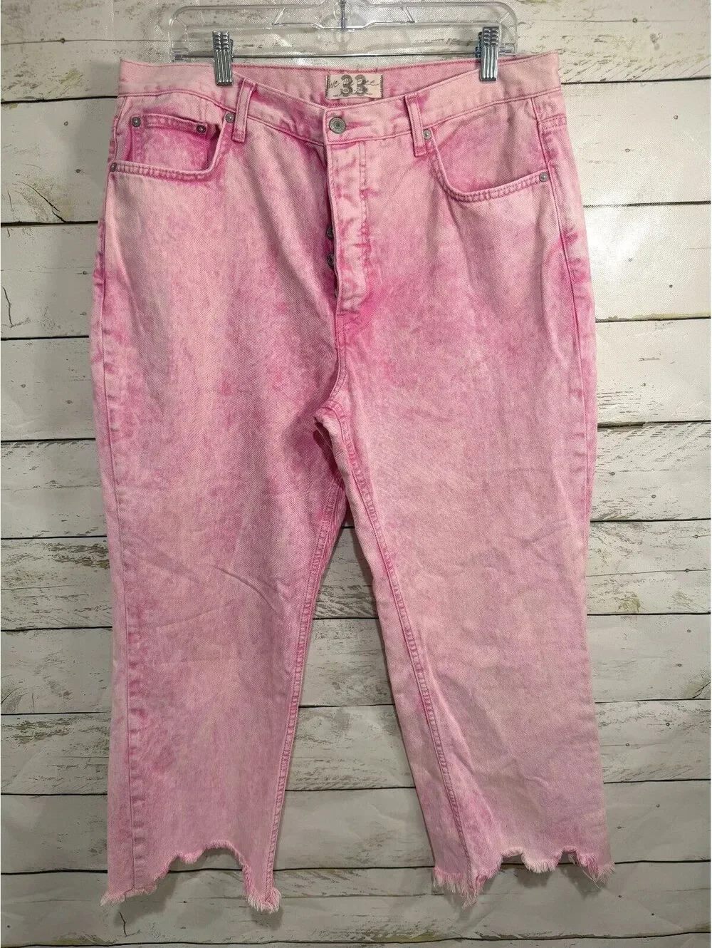 Free People We the Free Jeans Maggie Mid Rise Straight Leg Pink Women's Size 33